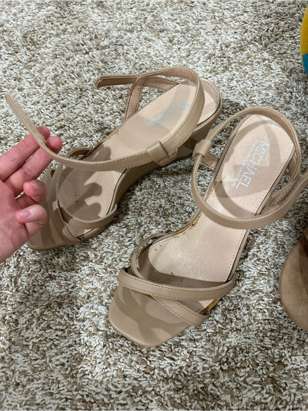 Beige Strappy Block Heel Sandals